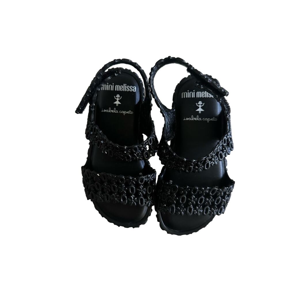 New Mini Melissa x Isabela Capeto Panc Black Flat strappy Sandal toddler size 8